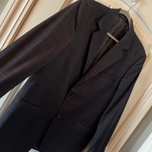 CERUTTI 1881 Italian suit jacket dark gray/ black blue windowpane tag Italian 52 - Picture 12 of 15